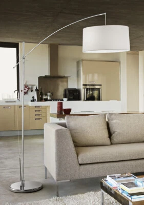£322.60 • Buy Glossy Chrome Plinth With Shade White Fabric Perenz Ground Lamp 5602 
