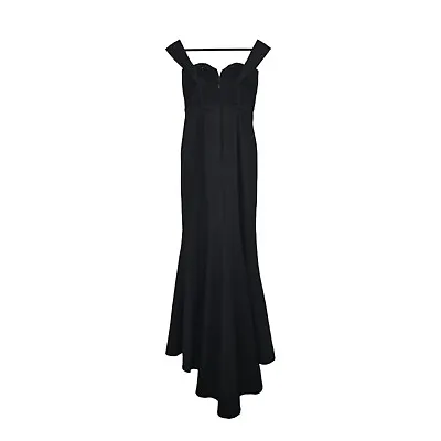 JARLO Womens Dress Black 8 UK Simren Maxi Gown Off The Shoulder Lace Bustier • £44.99