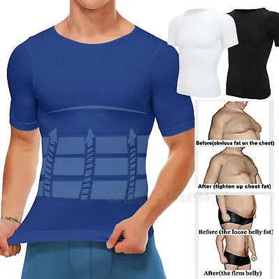 Mens T-shirt Shaper Male Tummy Compression Shapewear Fitness Waist Girdle Vest • $17.01