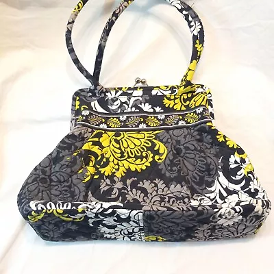 Vera Bradley Alice Baroque Kisslock Double Shoulder Strap Handbag Black Yellow  • $22.99