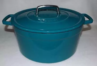 Martha Stewart Collection Cast Iron 8 Quart Dutch Oven Pot Enameled Teal Blue • $65.66