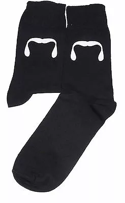 White Horseshoe Style Moustache On Black Socks Great Novelty Gift • $5.49
