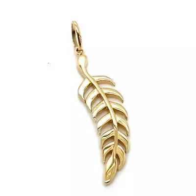 9CT YELLOW GOLD FERN LEAF PENDANT TW 1g • $119