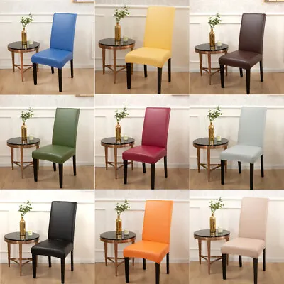 $15.33 • Buy Dining Chair Covers Stretch PU Leather Waterproof Seat Slipcover Fit Removable