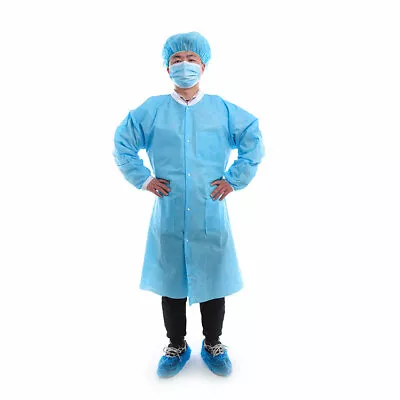 Medical Disposable Protective Lab Coat Knit Collar And Cuff Lab Gown 10pcs/Box • $14.98