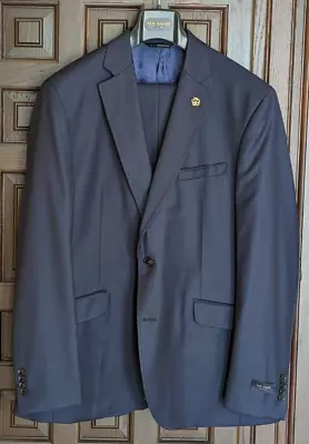 TED BAKER Jones Solid Blue Suit Size 46R NWD • $195