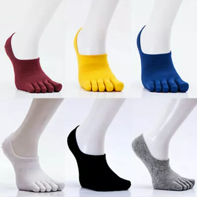 6 Pack Men No Show AnkleCombed Cotton Five Finger Toe Solid Sports Socks Summer • $13.59