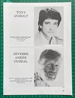 TONY ANHOLT / Adam Ant Vintage 1986 Acting Agency Page : Space 1999 • £6