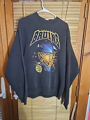 Vintage 90s 1994 Boston Bruins Salem Crewneck Sweatshirt Lightning Flames Men XL • $200