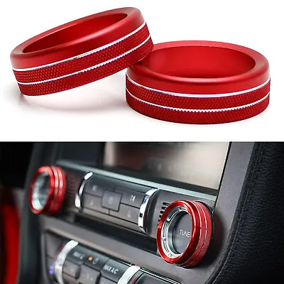 2pcs Red Stereo Audio Vol Control Switch Knob Ring Covers For 15-23 Ford Mustang • $12.59