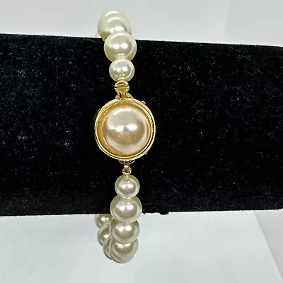 Vintage Genuine Pearl Bracelet Gold Plated Clasp 7.5  • $29.99