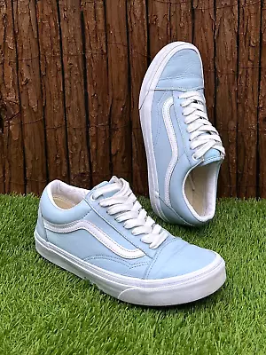 Vans Old Skool Blue Leather Unisex Sneakers US 7M 8.5W UK 6 EUR 39 25cm • $69