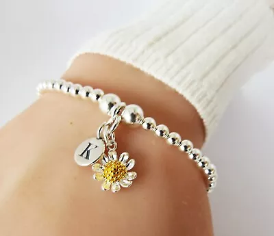 925 Sterling Silver Daisy Charm Bracelet For Women  • £22