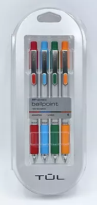 $7.99 • Buy TUL Ballpoint Pens, Med Point, 1.0 Mm, Silver Barrel, Assort Ink Colors, 4 Pens