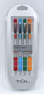 TUL Ballpoint Pens Med Point 1.0 Mm Silver Barrel Assort Ink Colors 4 Pens • $10.99