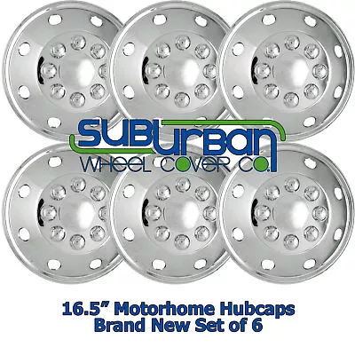 6 Pc Set 16.5  8 Lug RV Motor Home CHROME SNAP ON Hubcaps / Wheel Covers AL165P • $179.99