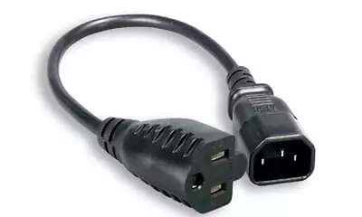 1-FT IEC320 C14 Male To 3-Prong NEMA 5-15 Outlet Female Power Cord Adapter • $2.85