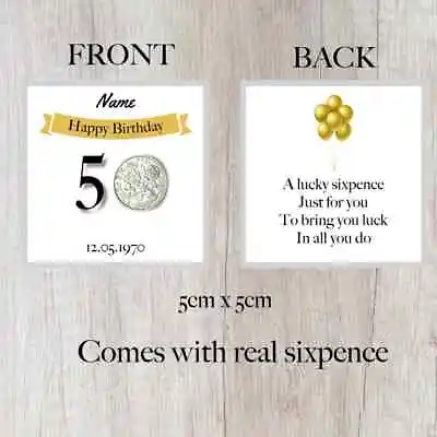 Personalised Lucky Sixpence 50th Birthday Token - Gift - Banner Design 1974 • £3.49