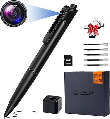 4K Hidden Pen Camera 64GB HD Video Recorder Mini Body Camera Portable Pocket Cam • $76.31