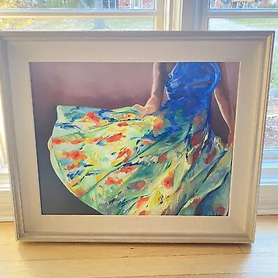 Original Oil Painting Variations On A Self Portrait Woman Floral Dress Dancing • $225