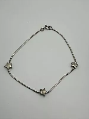 Women's Vintage 925 Sterling Silver Stars Italy Made Foot Ankle Bracelet E96 • $16.99