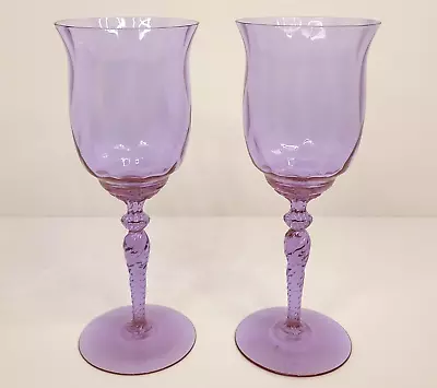 Vintage Heisey Glass Alexandrite Creole Tall Water Goblets 1930s Set Of Two Cups • $300