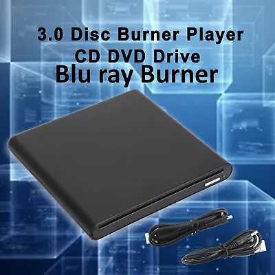 Blu Ray Burner USB External BD-R BD DVD CD RW Disc Writer Movie Player Black E7 • £95.82