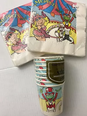 Vtg 1989 Muppets Party Supply LOT NIP Plates Cups Circus Theme Kermit Miss Piggy • $24.95