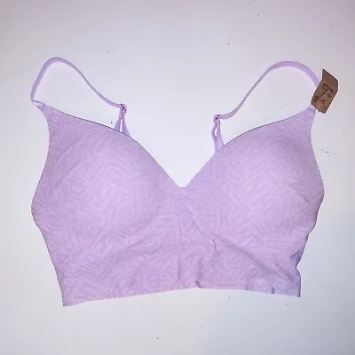 Victoria Secret PINK Bralette Sports Bra Purple White Logo Push Up Active Work • $31.49