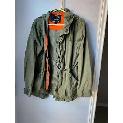 Alpha Industries Mens Green Orange Midweight Flight Jacket CAGE Code 3A382 • $40