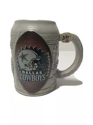 VTG  Dallas Cowboys Heavy 3D  Miller Lite Beer 30 OZ Mug Ceramic NFL Collectible • $40.08