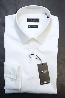 Hugo Boss Men's Jesse Travel Fresh Slim Fit White Cotton Dress Shirt 38 15 • $64.79