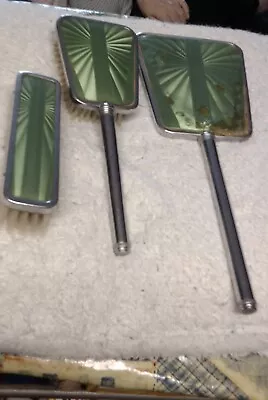 £4.99 • Buy Vintage Silver Colour Art Deco Style 3 Piece Dressing Table Vanity Set