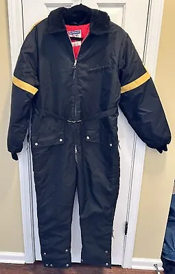 Vintage Foremost Snow Snowmobile Suit Black Belted Mens Sz 20 RARE Yellow/Blk • $108.95