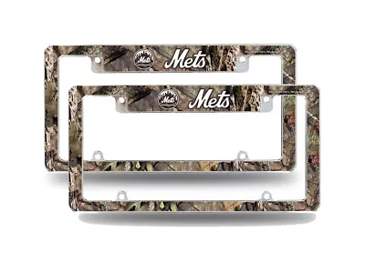 New York Mets Metal (Set Of 2) License Plate Frames With Mossy Oak Camo Design • $29.99