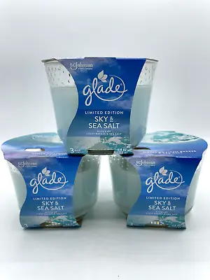 3 Glade Sky And Sea Salt Limited Edition 6.8oz 3 Wick Jar Candles Bsh • £9.63