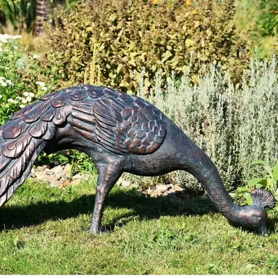 Feeding Peacock ... Cast Aluminium Sculpture • £399