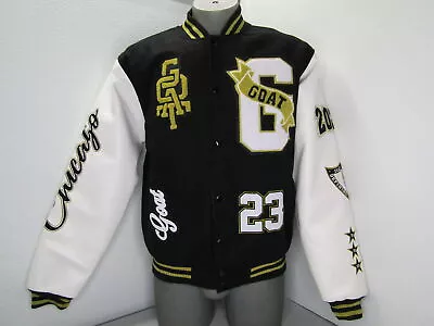 SneakGallery Unisex US 2XL Goat Vintage Wool Varsity Jacket Black • $19.99