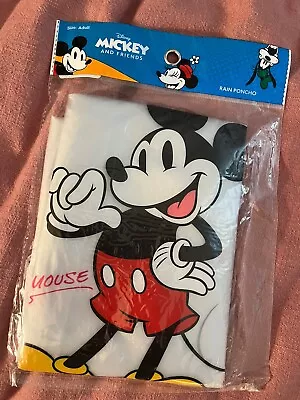 New** DISNEY Rain Poncho Mickey Mouse Clear OSFA Adult. • $10