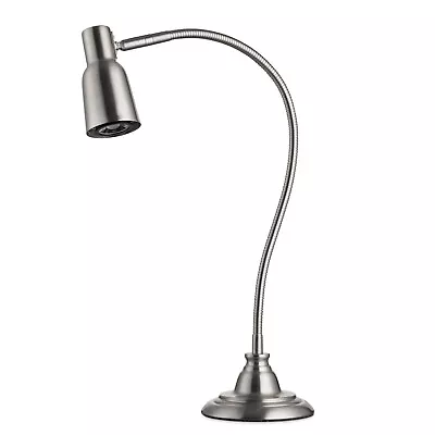 Modern Heavyweight Satin Silver Desk Reading Adjustable Table Lamp & 9W LED Bulb • £69.99