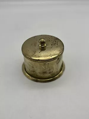 Vintage Brass Round Stamp Roll Holder Dispenser Container Desk Top Collectible • $9.77