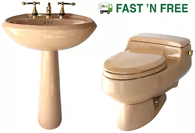 🚽 1984 Vintage Kohler San Raphael Toilet & Pedestal Sink Set ~ $0 Fast Shipping • $859.95