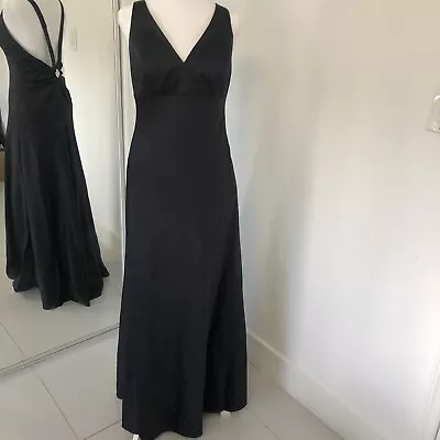 £54.45 • Buy ALFRED ANGELO Women Black V-Neck Sleeveless Maxi Dress Sz 10 Prom Wedding Flare