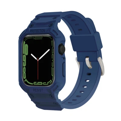 $11.86 • Buy For Apple Watch Series 8 7 SE 6 5 4 3 2 1 Case Sports Band Silicone Wrist Strap