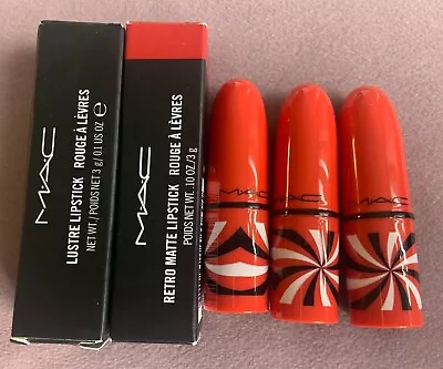 £9.95 • Buy MAC Lustre_Cremesheen_Retro Matte Lipstick_Ruby Woo_Morange_Chill_Russian Red