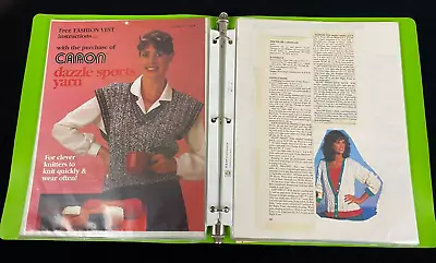 Vintage Crochet Patterns Binder 18 Double Sided Sheets 1960s 70s Sweaters Vests • $2.54