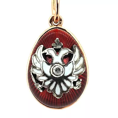 Antique Vintage  Imperial Faberge Era Rose Gold Old Diamond Enamel Egg Pendant • $990