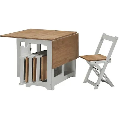 £209.92 • Buy Grey And Pine Space Saving Dining Table And Chairs - Seats 4 - Santo 400-401-169