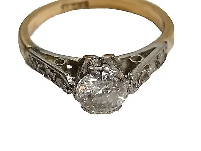 18ct Gold 0.45ct Diamond Solitaire Ladies Size I Which Is 15.3mm Diameter • £165