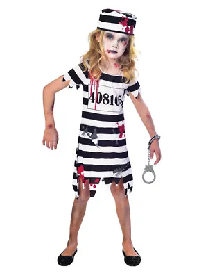 Child Zombie Convict Costume Jail Girls Halloween Prisoner Fancy Dress 5-12 Yrs  • £16.99